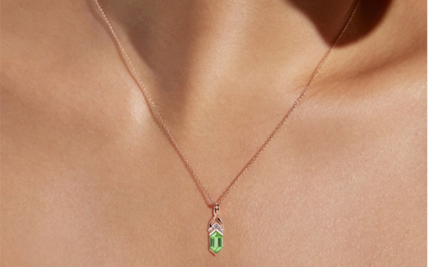 LisaJewelryUS Long Hexagon Cut Birthstone Pendant Timeless Necklace