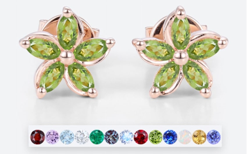 LisaJewelryUS Marquise Cut Birthstone Floral Earring